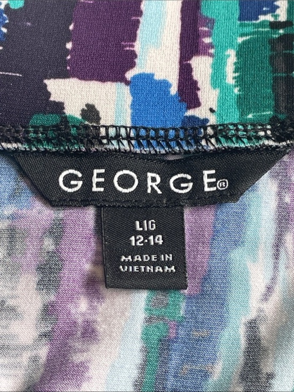 George Abstract Stripe A-Line Skirt in Teal, Blue, Purple and Black